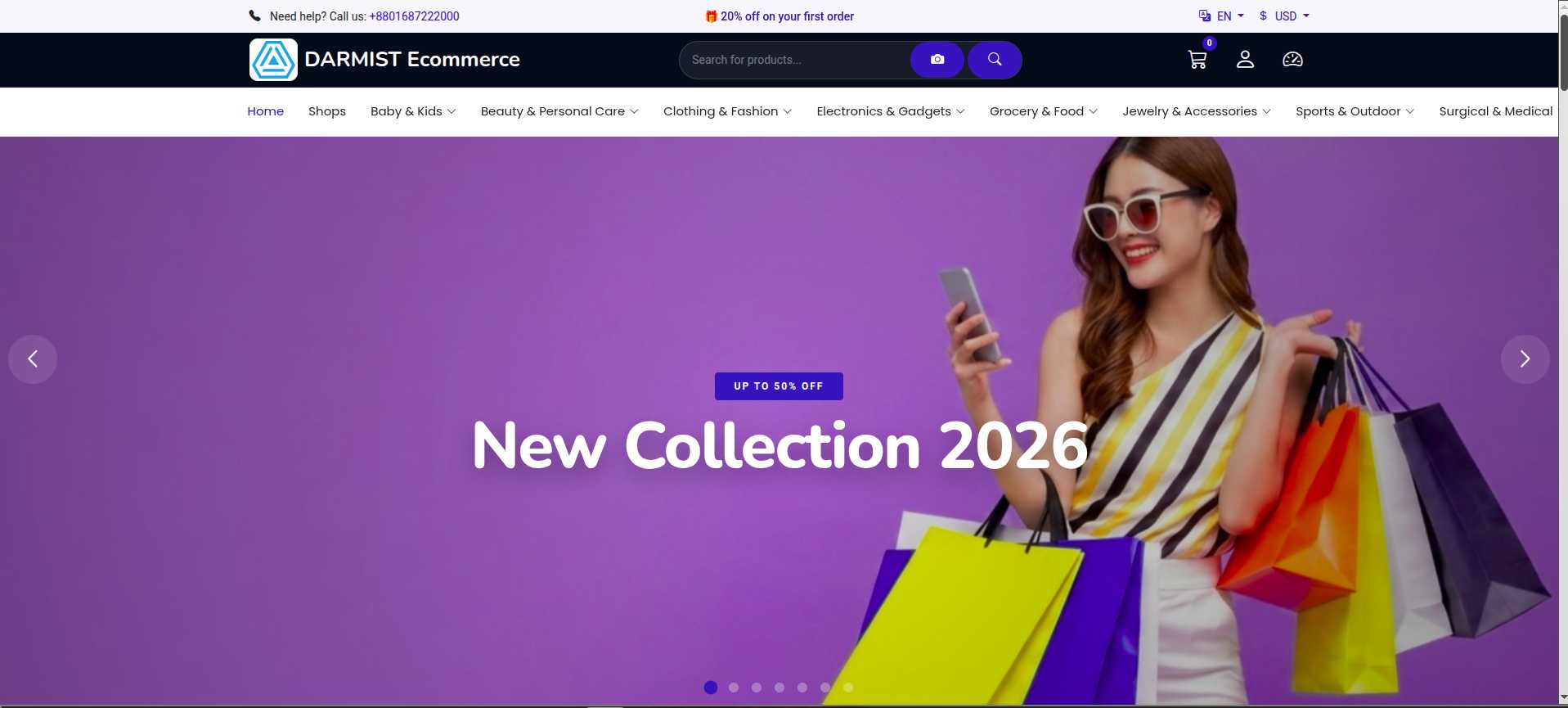 AI-powered multi-vendor eCommerce platform dashboard and responsive storefront
