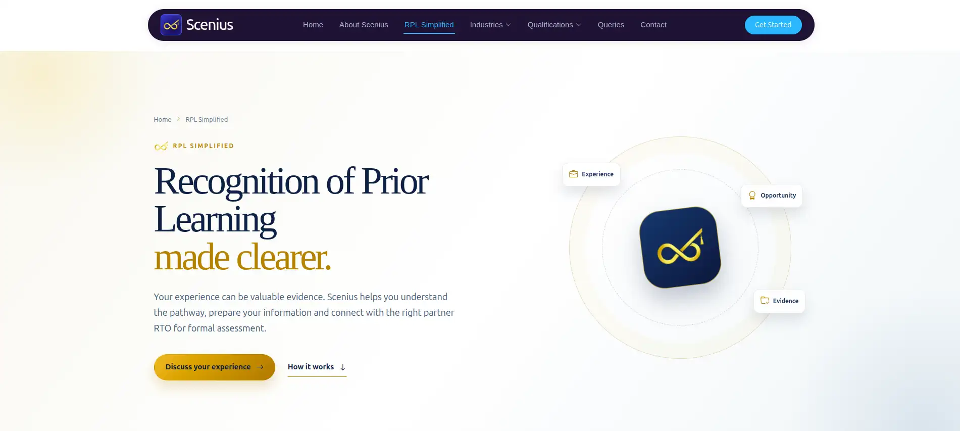 Scenius qualification catalogue and RPL pathway experience