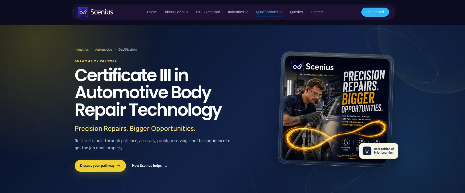Scenius multi-step eligibility and lead capture workflow